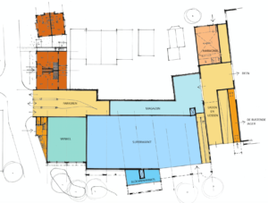 plattegrond tekening wonen en winkel